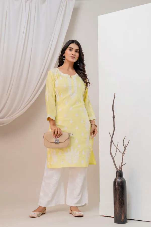 Light_Lemon_Women_Embroidered_Chikankari_Modal_Kurta_Set