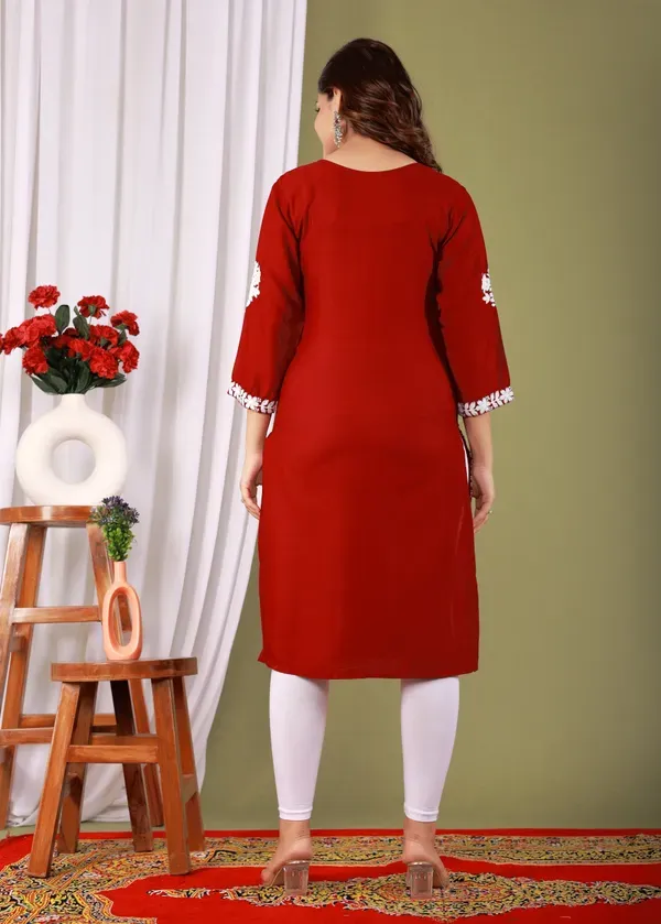 Red_Primum_Modal_Kurta_For_Women