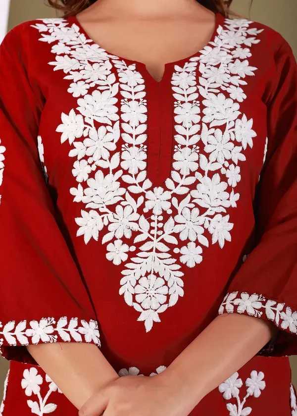 Red_Primum_Modal_Kurta_For_Women