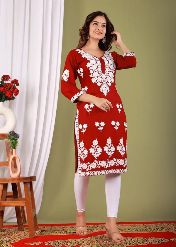 Red_Primum_Modal_Kurta_For_Women