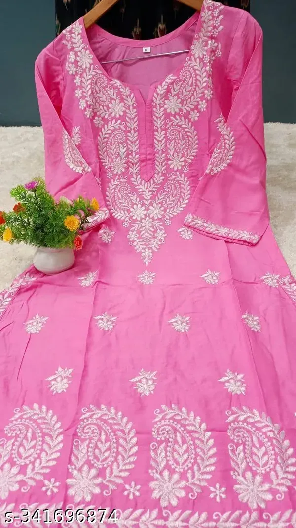 Pink_Rayon_Cotton_Chikankari_Embroidery_Work_Kurti
