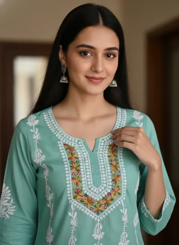 Rama_Green_Elegant_Chikankari_Kurta_With_Palazzo
