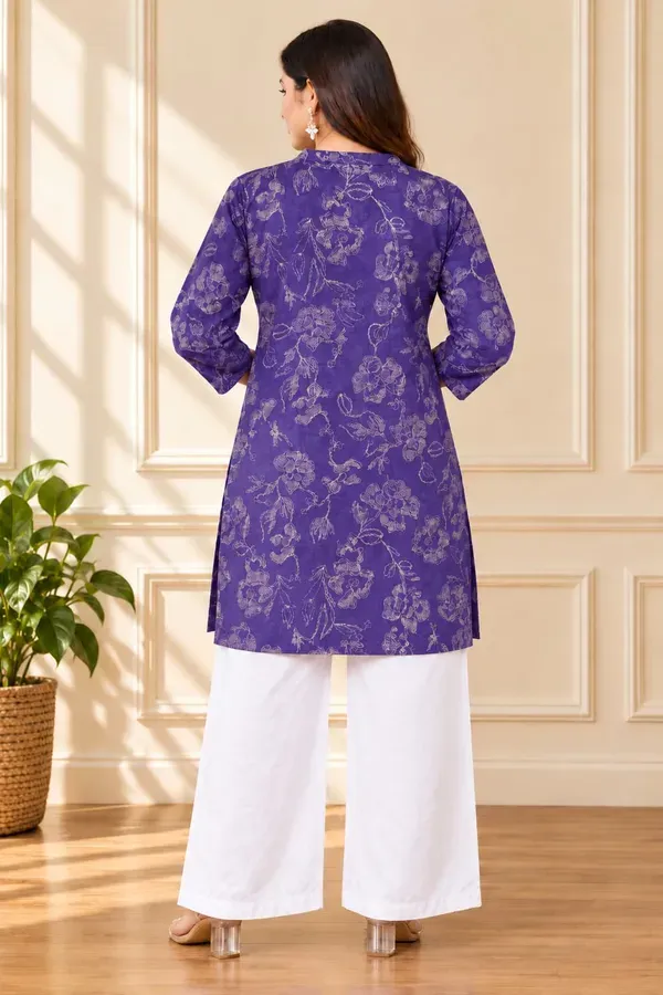 Purple_Plus_Size_Cotton_Printed_Kurta_And_Chikankari_Work_White_Plazzo