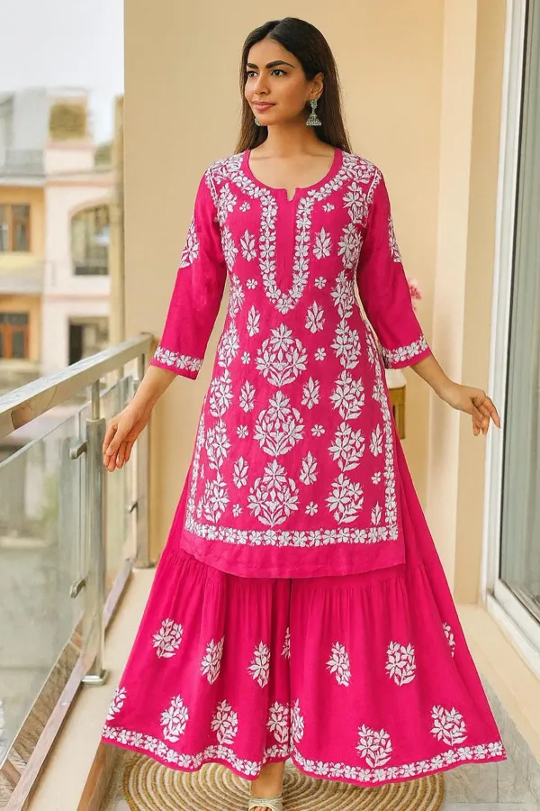 Dark_Pink_New_Stylish_Kurta_And_Sarara_Set