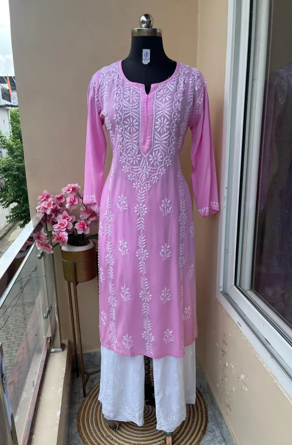 Pink_Premium_Rayon_Kurti_With_Palazzo_Set