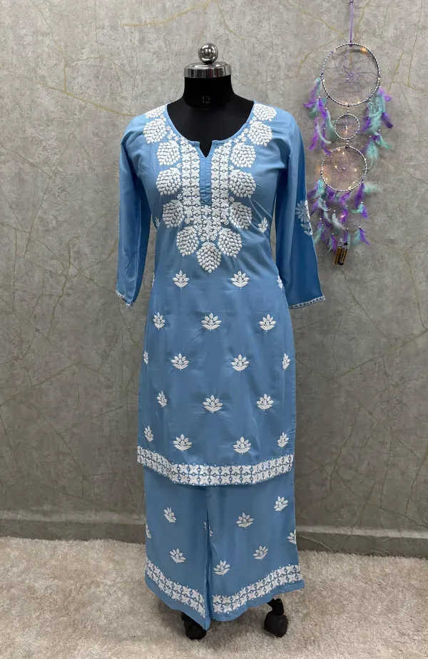 Sky_Blue_Kurti_And_Plazzo_Set