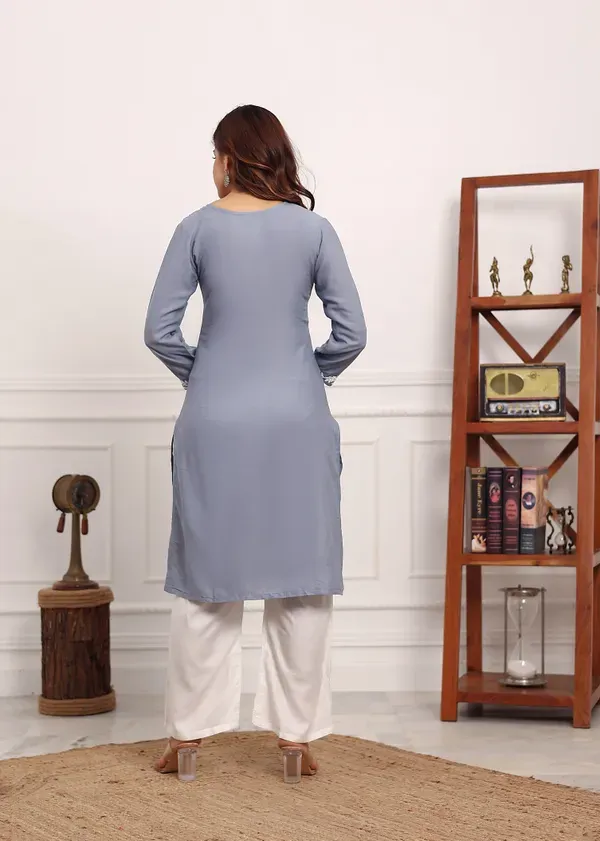 Grey_Chikan_Kurta_For_Women_Rayon_Straight_Chikankari_Kurti_And_White_Plazo