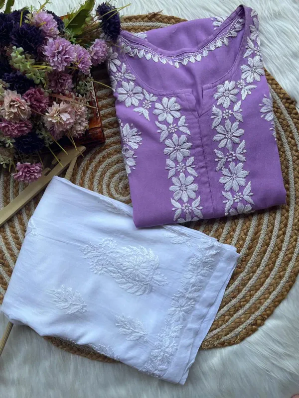Light_Purple_Chikankari_Kurta_Set_For_Women