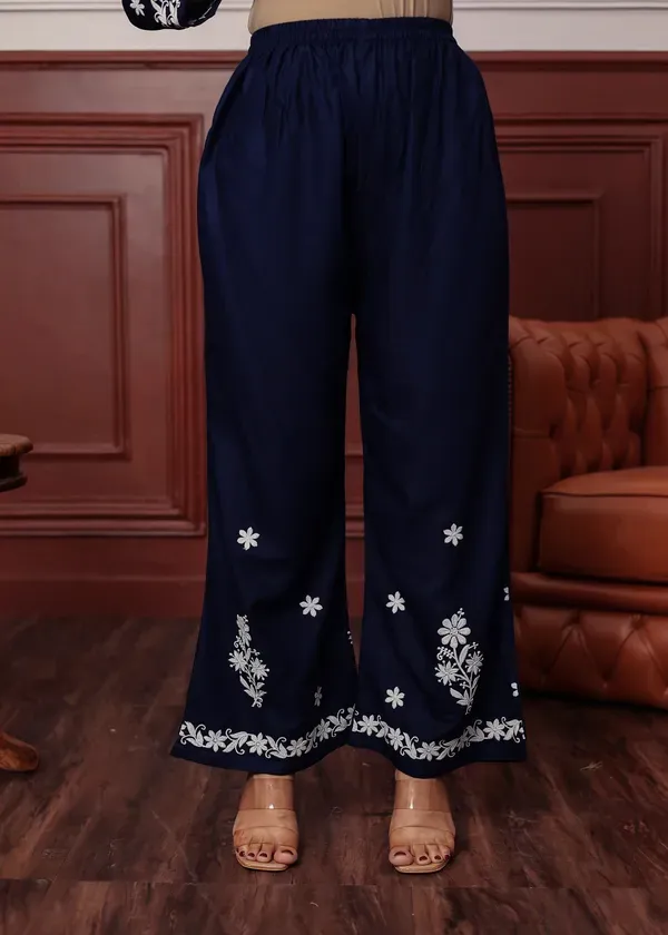 Blue_Premium_Rayon_Kurti_Plazo_Set