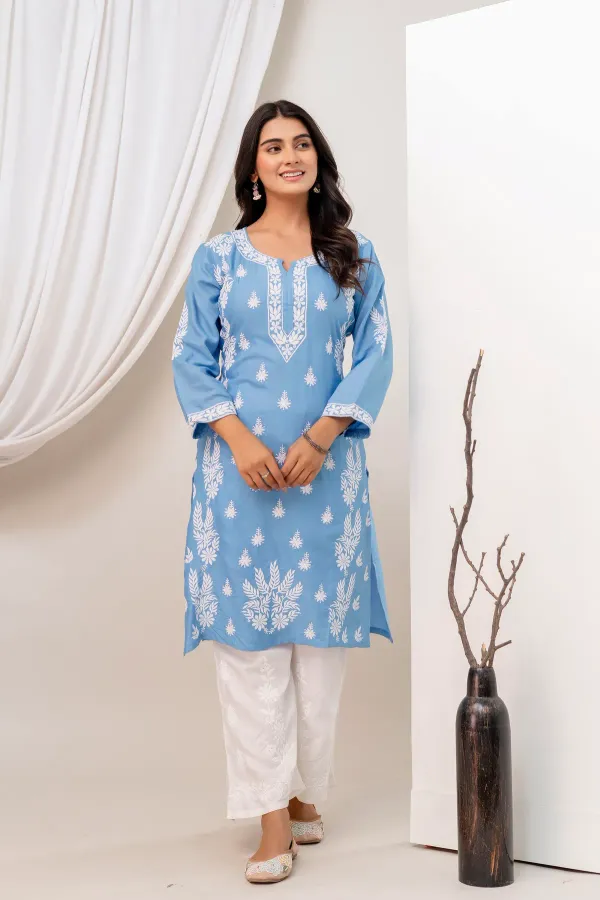 D_Sky_Women_Embroidered_Chikankari_Modal_Kurta_Set