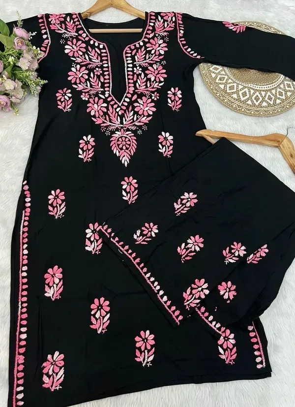 Black_Pink_Traditional_Chikankari_Work_Kurta_Set