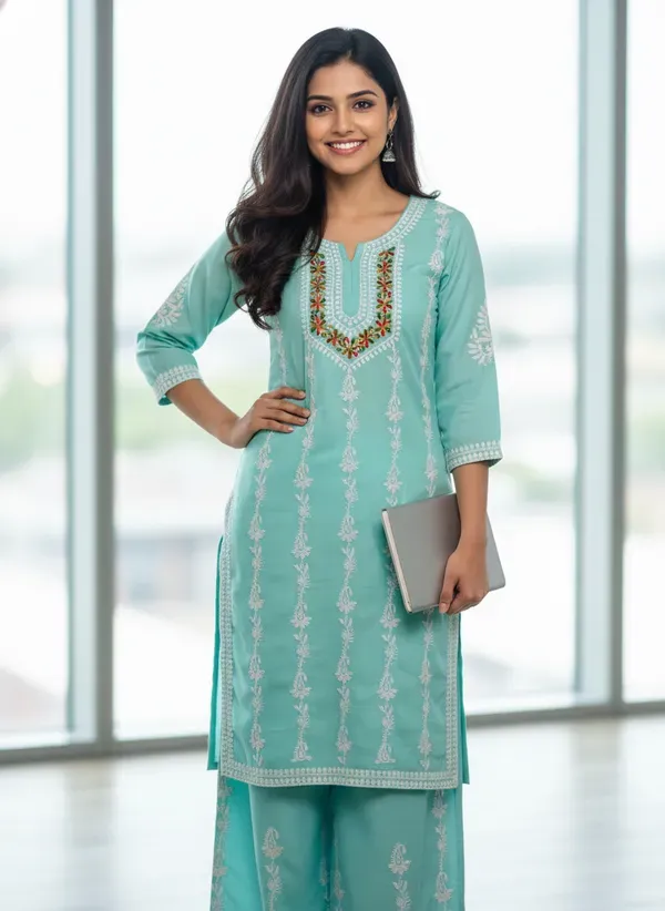 Pool_Elegant_Chikankari_Kurta_With_Palazzo
