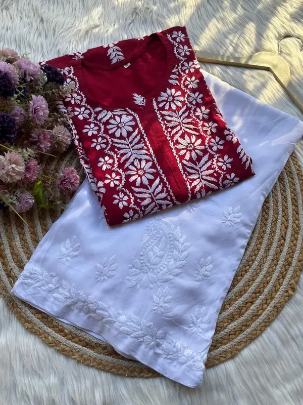 Maroon_Premium_Rayon_Kurti_With_Palazzo_Set