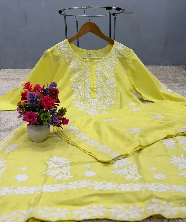 Lemon_Chikankari_Kurtis_For_Women