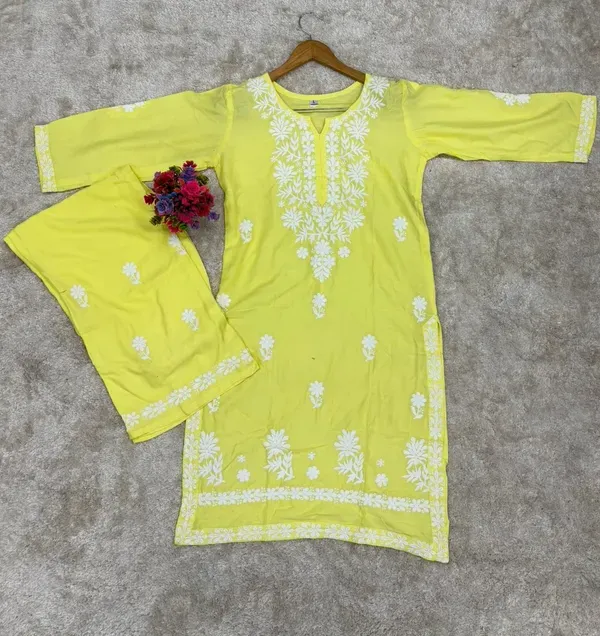 Lemon_Chikankari_Kurtis_For_Women