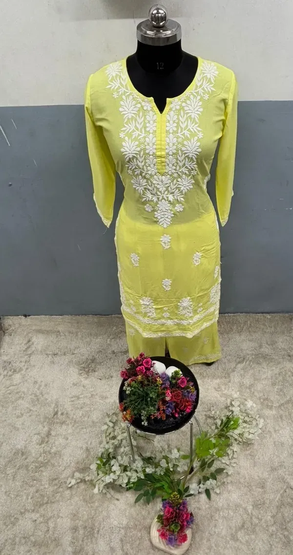 Lemon_Chikankari_Kurtis_For_Women
