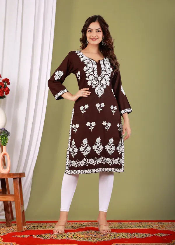 Brown_Primum_Modal_Kurta_For_Women