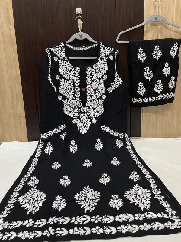 Black_Premium_Very_Soft_Breathable_Modal_Plazzo_Set_With_Chikankari_Work