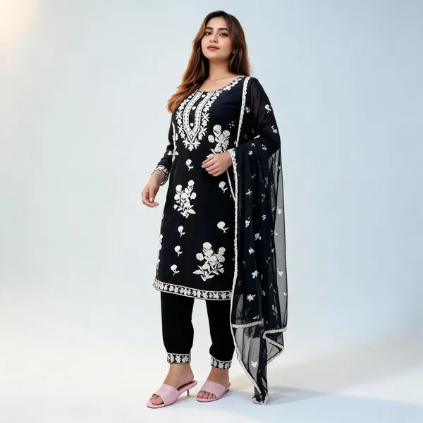 Black_Cotton_Kurta_Set_For_Women