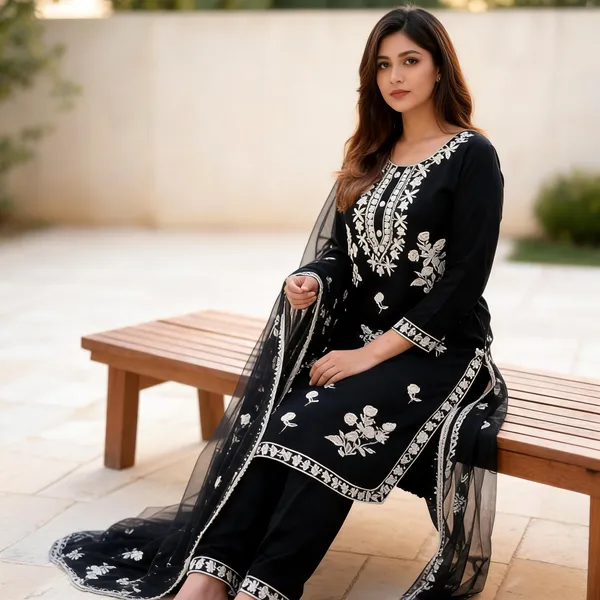 Black_Cotton_Kurta_Set_For_Women
