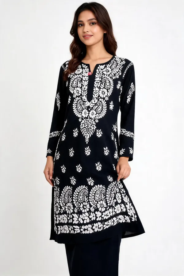 Black_Cotton_Kurta_Set_For_Women