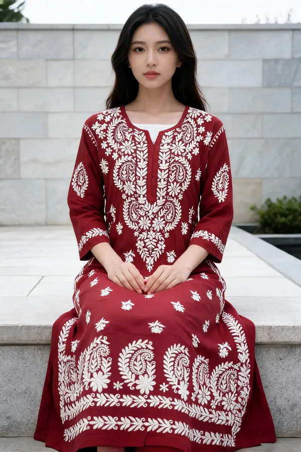 Maroon_Cotton_Kurta_Set_For_Women