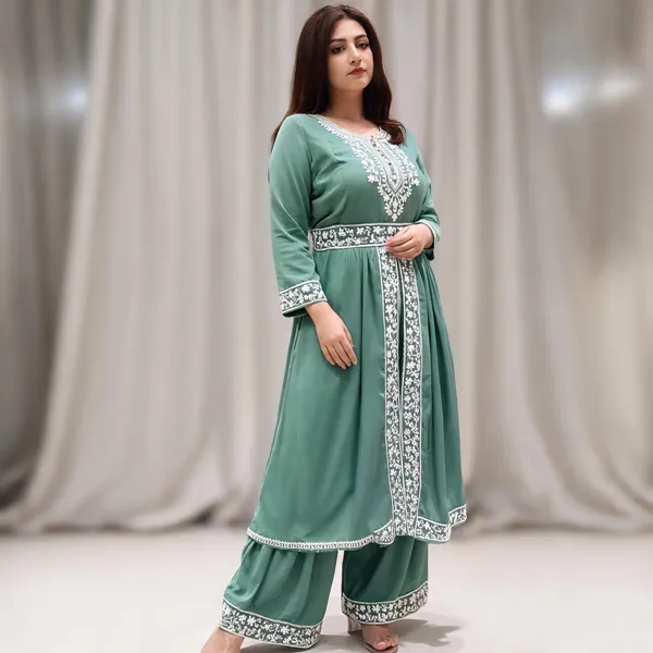 Green_Cotton_Palazzo_Kurta_Set_For_Women