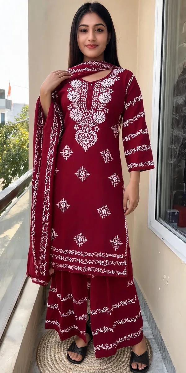 Maroon_Cotton_Palazzo_Suit_Set_For_Women