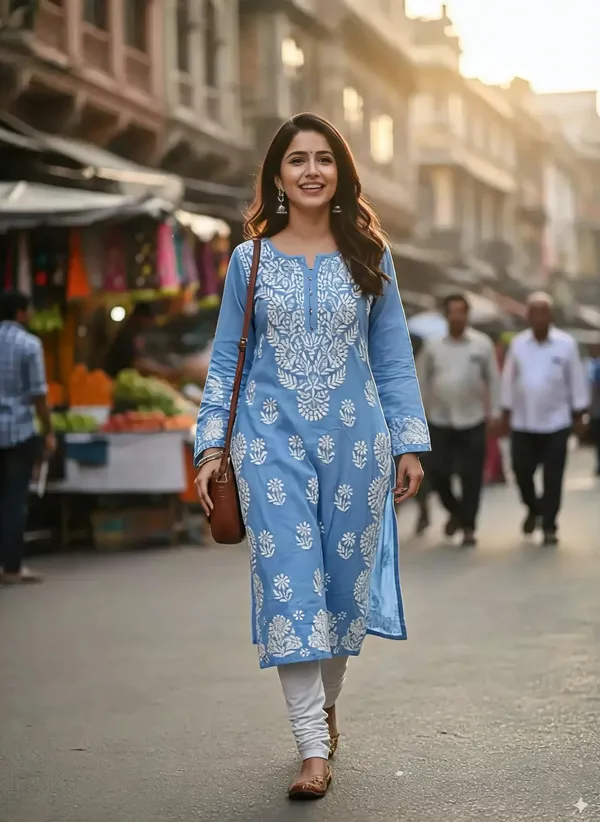 Sky_Blue_Cotton_Kurta_Set_For_Women