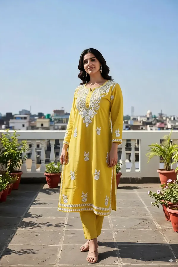 Lemon_Cotton_Kurta_Set_For_Women