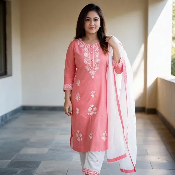 Peach_Cotton_Kurta_Set_For_Women