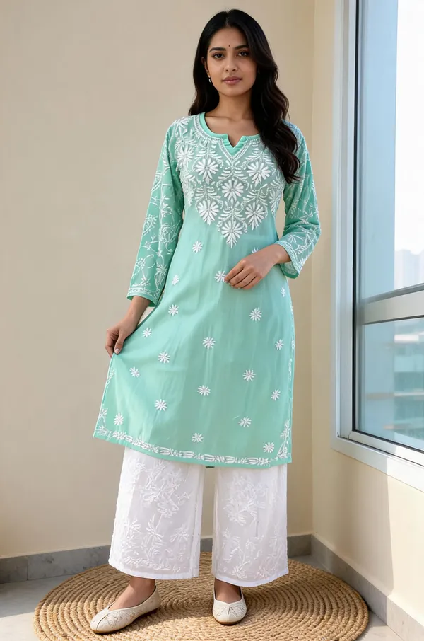 Blue_Cotton_Palazzo_Kurtis_For_Women
