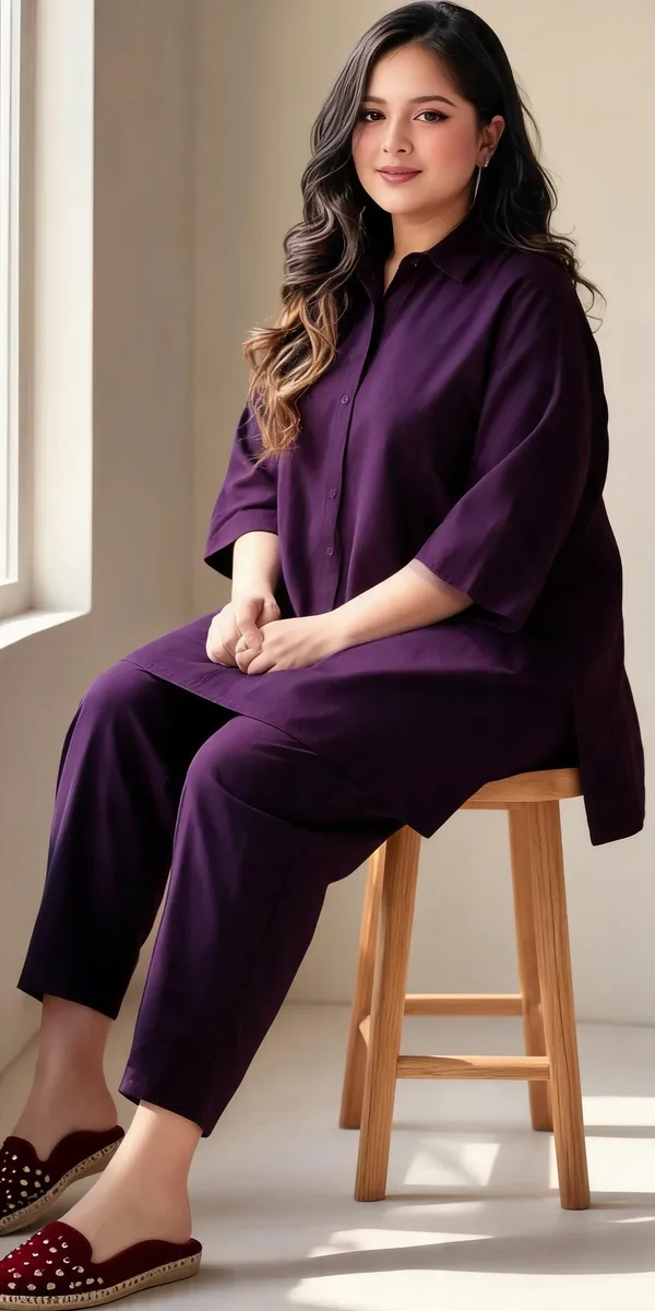 Wine_Cotton_Kurta_Set_For_Women