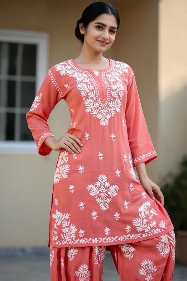 Peach_Cotton_Kurta_Set_For_Women