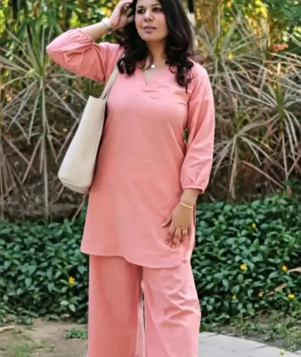Peach_Cotton_Kurta_Set_For_Women