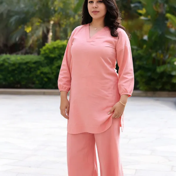 Peach_Cotton_Kurta_Set_For_Women