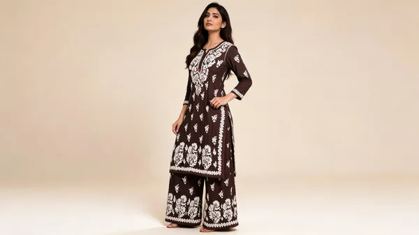 Coffee_&_Black_Cotton_Palazzo_Suit_Set_For_Women