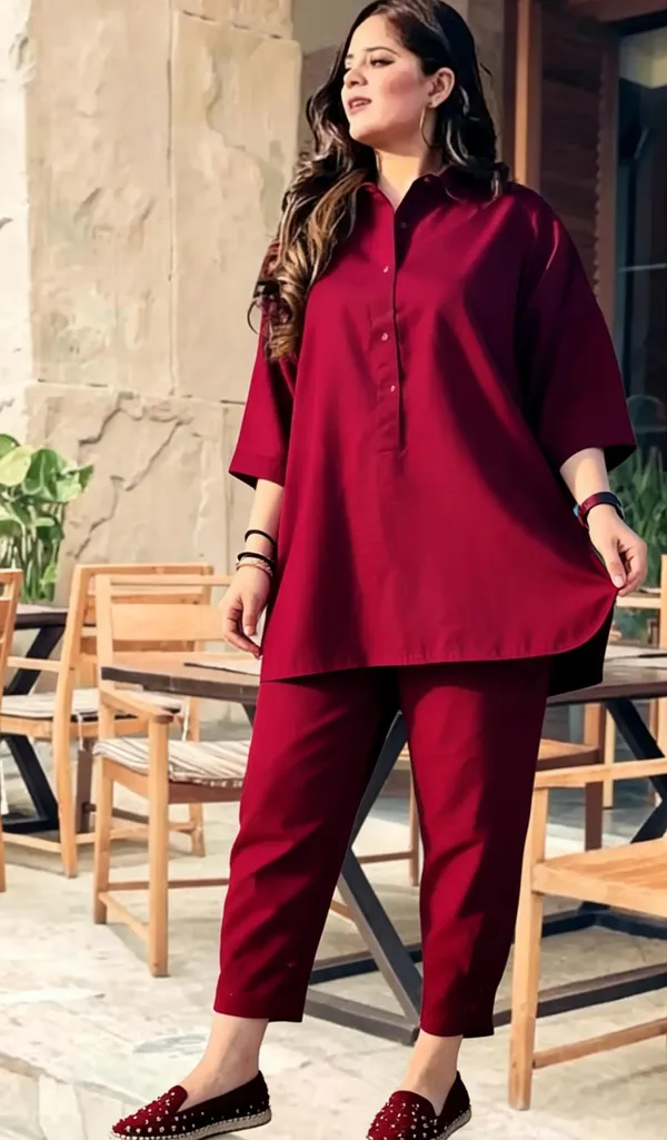 Red_Cotton_Kurta_Set_For_Women