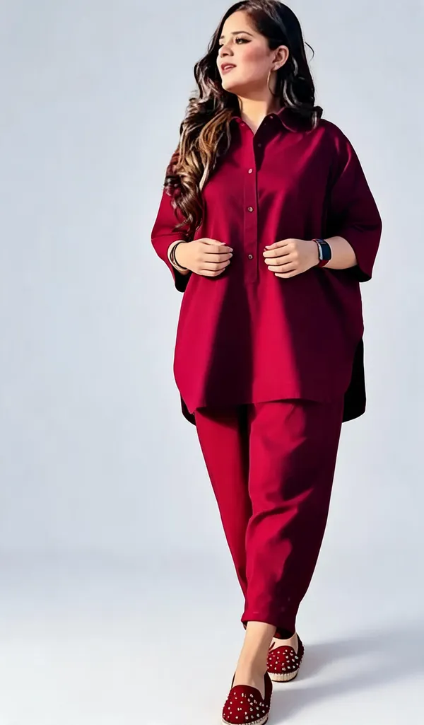 Red_Cotton_Kurta_Set_For_Women