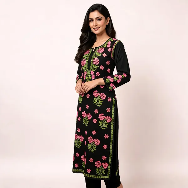 Black_Cotton_Kurta_Set_For_Women