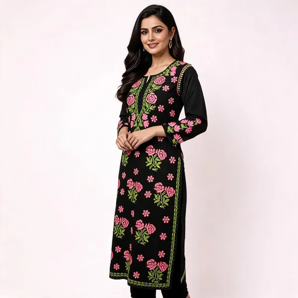 Black_Cotton_Kurta_Set_For_Women