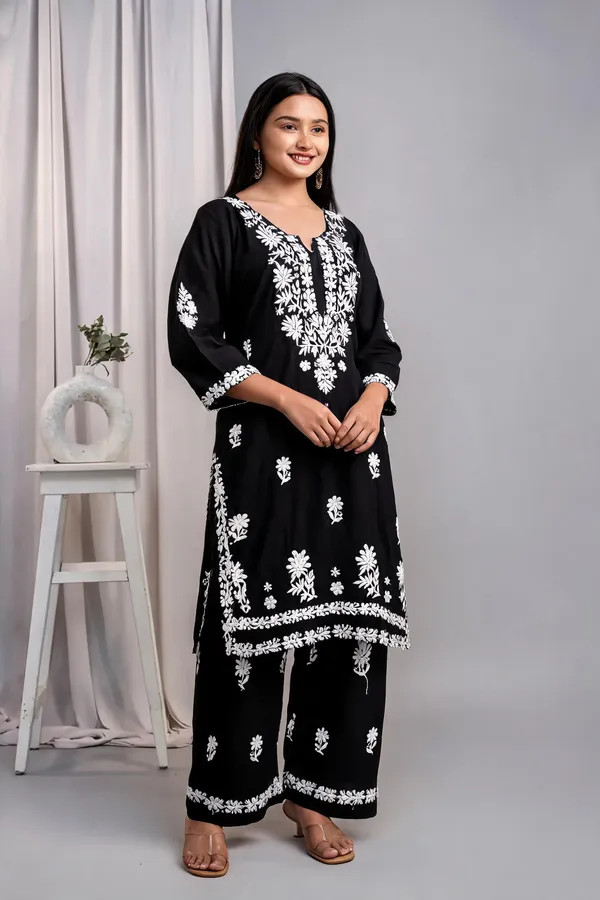 Black_Cotton_Palazzo_Kurta_Set_For_Women