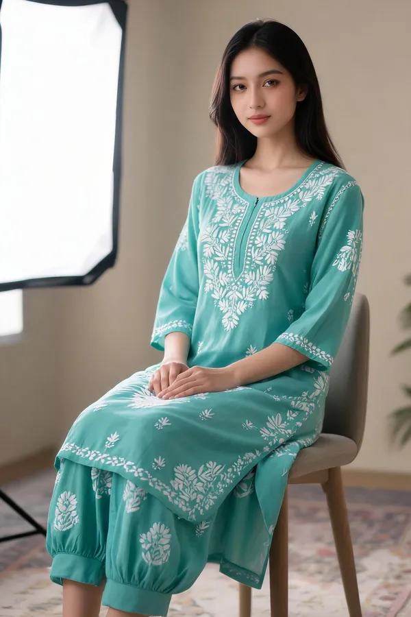 Blue_Cotton_Kurta_Set_For_Women