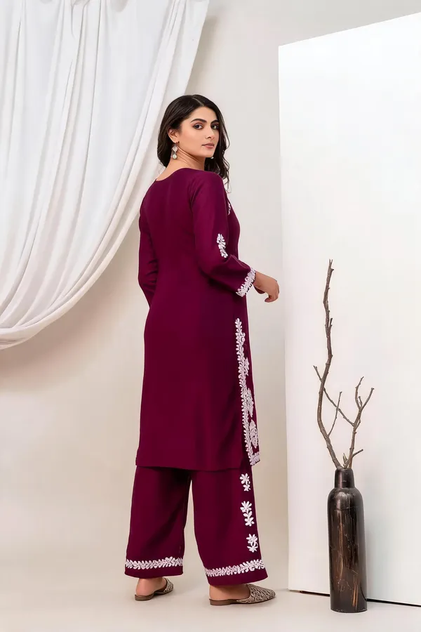Wine_Cotton_Kurta_Set_For_Women