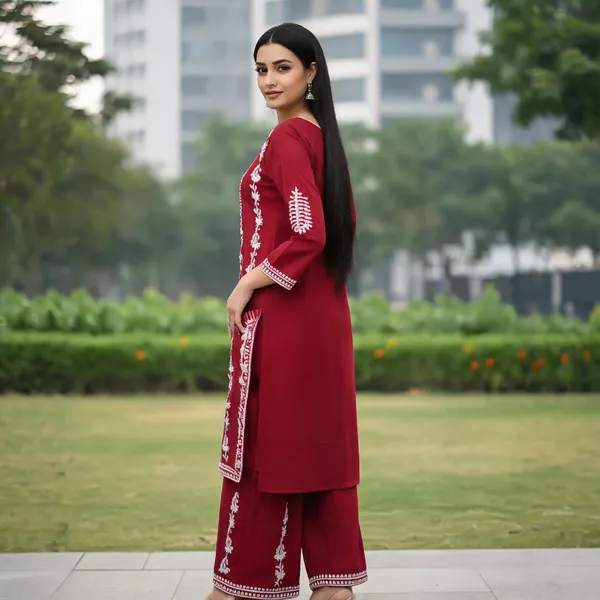 Maroon_Cotton_Palazzo_Kurta_Set_For_Women