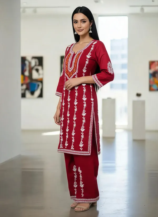 Maroon_Cotton_Palazzo_Kurta_Set_For_Women