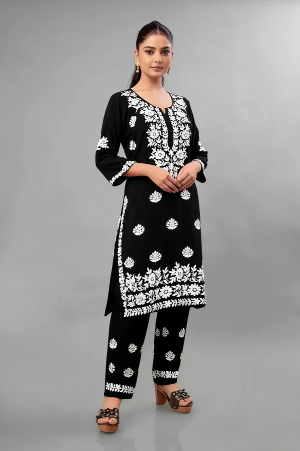Black_Cotton_Palazzo_Kurta_Set_For_Women