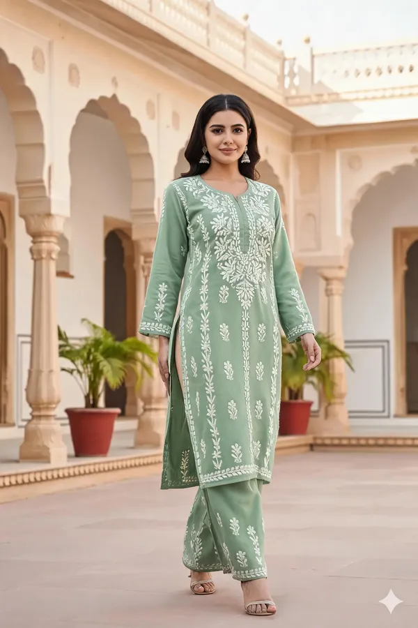 Green_Cotton_Palazzo_Kurta_Set_For_Women