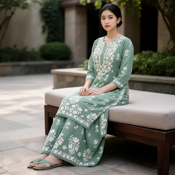 Green_Cotton_Palazzo_Kurta_Set_For_Women