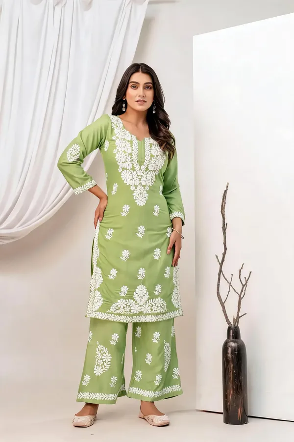Green_Cotton_Kurta_Set_For_Women